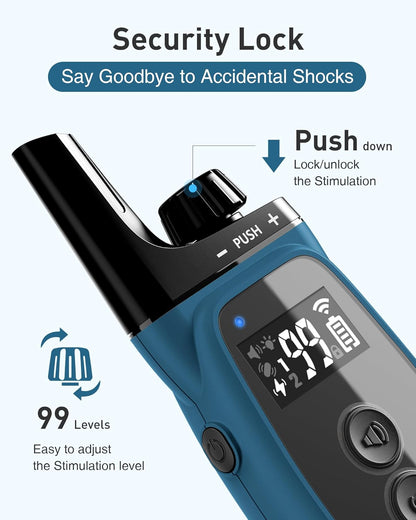 ABBIDOT Shock Collar 2 Dogs - 3300ft Dog Training Collar with Remote, 151 Levels Electric Collar, Safety Lock, Waterproof Rechargeable E Collar for Small Medium Large Dogs (Deep Black, 2 Collars)