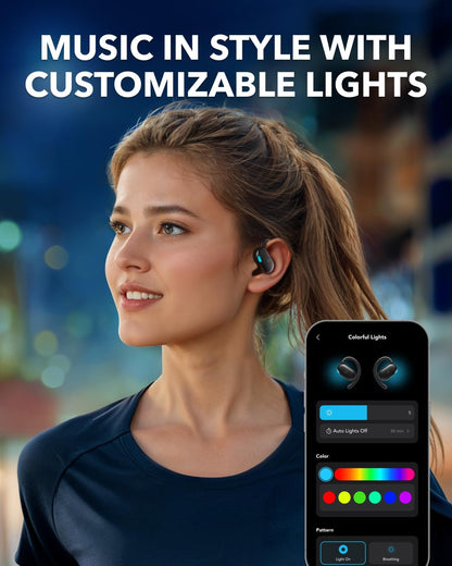 Soundcore V20i by Anker Open-Ear Headphones,Ultra-Comfort,Snug Fit,Powerful Sound,Clear Calls,IP55,LED Lights,36H Playtime,Bluetooth 5.4,Multipoint Connection(Renewed)