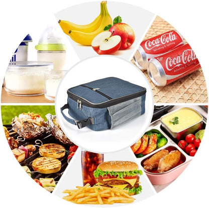 Insulated Lunch Bag, Leakproof Portable Lunch Box for Women Men Boys Girls, Large Capacity Cooler Bag with Handle and Bottle Pocket for Office School Camping Hiking Outdoor Beach Picnic (Black)