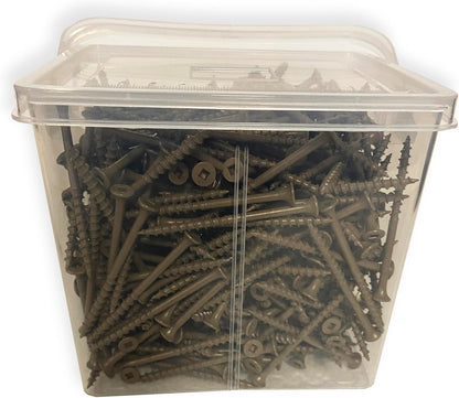 #8 x 3" Deck Screws | Square Drive | Bugle Head | Brown Ruspert | 100pcs Box