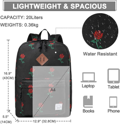 School Backpack for Kids, VASCHY Lightweight Water Resistant Casual Schoolbag Daypack for Men Women Teen Boys Girl Bookbag