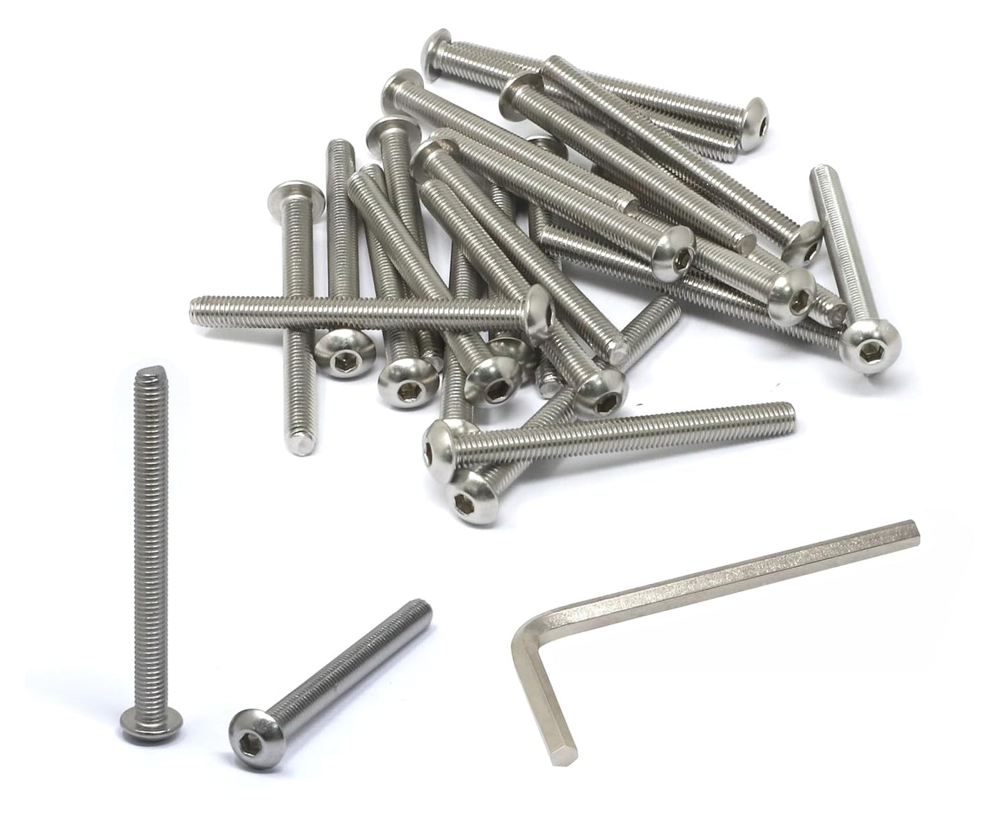 iexcell 50 Pcs M6 x 20mm Thread Pitch 1 mm Stainless Steel 304 Hex Socket Button Head Cap Screws Bolts Kit