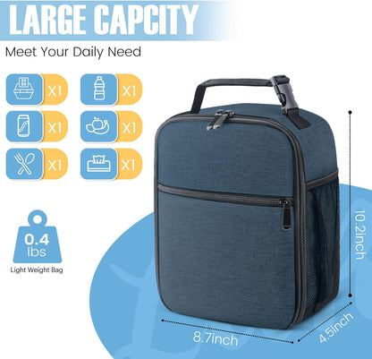 Lunch Bag for Men/Women, Reusable Lunch Box for Adult, Small Insulated Lunch Box, Lunch Tote Bag for Office, Work, Picnic