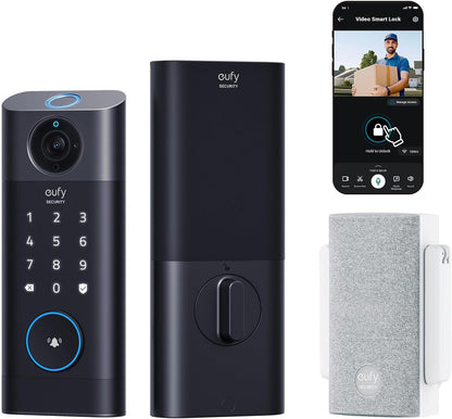 eufy Security Video Smart Lock S330,Doorbell Camera with Chime, 3-in-1 Camera+Doorbell+Fingerprint Keyless Entry Door Lock,BHMA, WiFi Door Lock,App Remote Control,2K HD,No Monthly Fee,SD Card Required