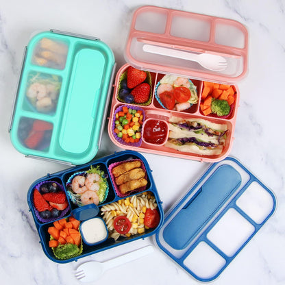 MaMix Bento Lunch Box Adult, Kids, Lunch Containers for Adults/Kids/Students,1300ML-4 Compartment (Blue)