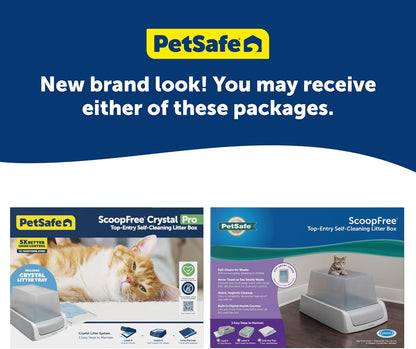 PetSafe ScoopFree Crystal Pro Self-Cleaning Cat Litter Box - Front-Entry - Hands-Free Cleanup with Disposable Crystal Tray - Less Tracking, Better Odor Control - Health Counter Helps Monitor Your Cat