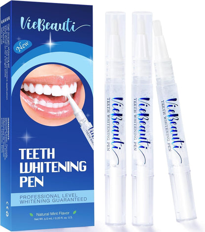 Teeth Whitening Kit with LED Light: VieBeauti Tooth Whitener for Sensitive Teeth - Removes Stains from Food Coffee Smoking Wine and Soda for a Bright Smile Coconut Flavor