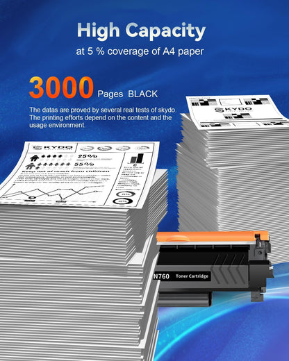 [with CHIP] TN760 Toner Cartridge Replacement for TN 760 TN-760 TN730 Toner Compatible with DCP-L2550DW MFC-L2710DW HL-L2370DW HL-L2390DW MFC-L2750DW HL-L2390DW HL-L2350DW (2 Black)