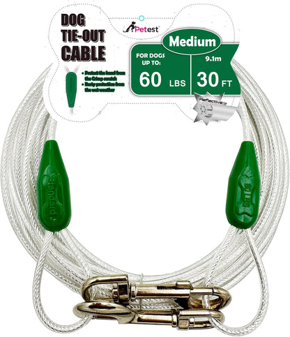 Petest 25ft Reflective Tie-Out Cable for Small Dogs Up to 35 Pounds