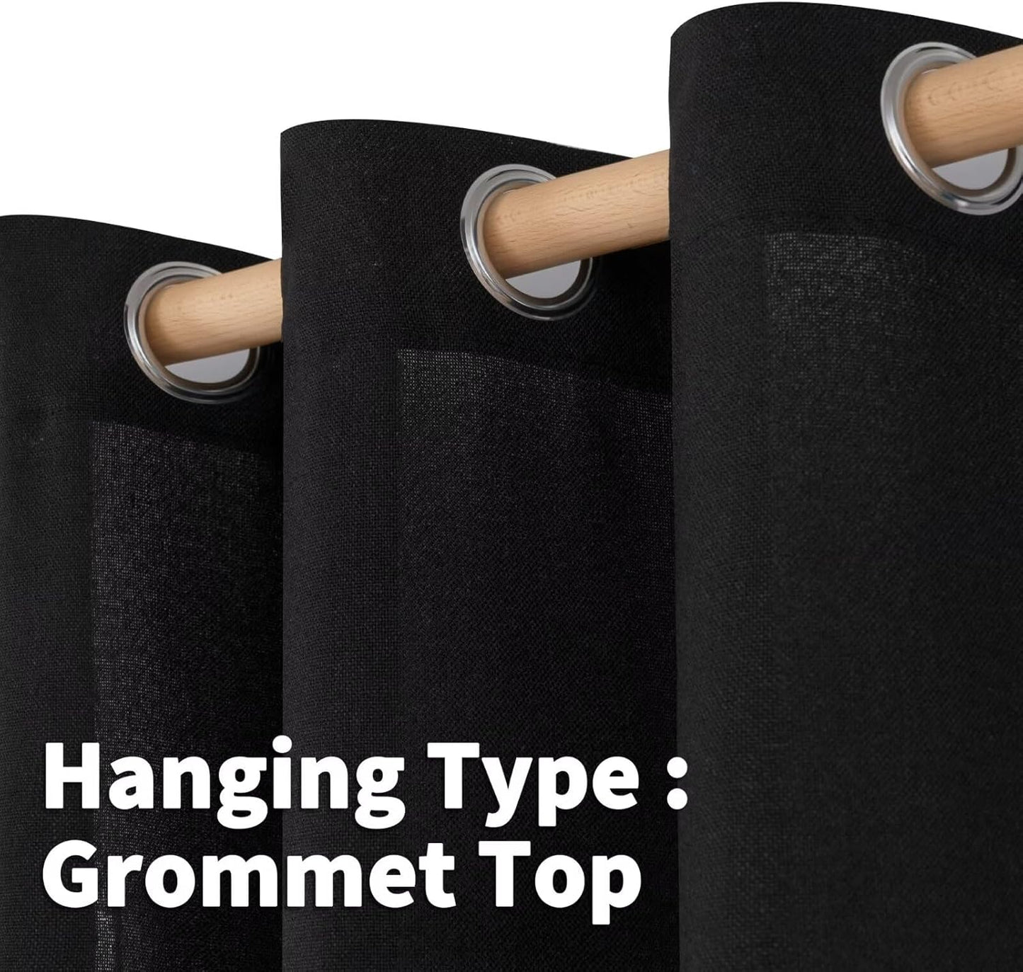 YoungsTex Natural Linen Curtains 84 Inch Long for Living Room Bedroom Grommet Top Light Filtering Privacy Linen Textured Window Semi Sheer Drapes, 2 Panels, 52x84 Inch, Natural