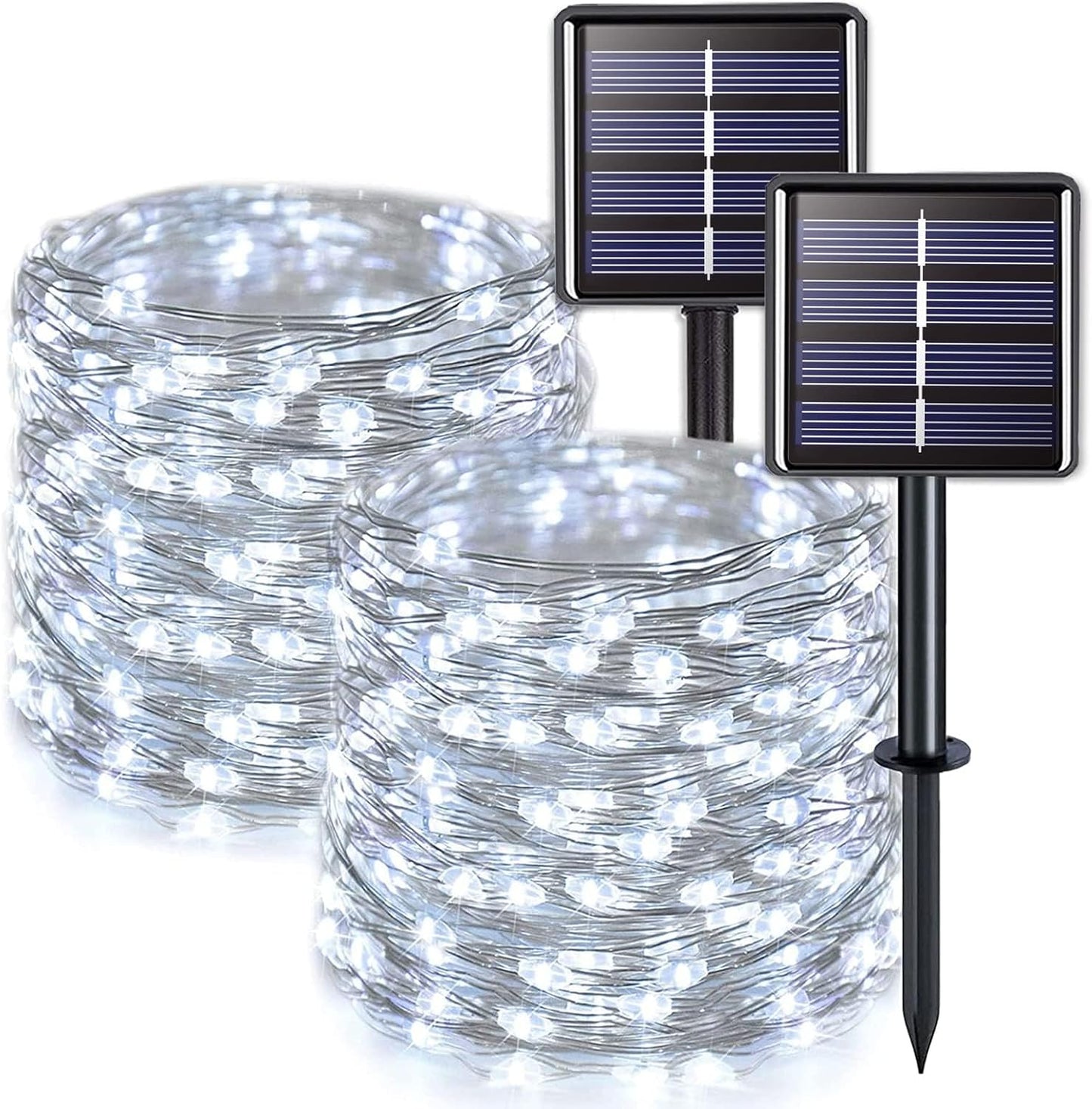 Solar Halloween Decoration Lights, JMEXSUSS 2 Pack 33FT 100 LED Orange and Purple Halloween String Lights, Halloween Lights with 8 Modes for Halloween Tree Yard Outdoor Spooky Party Garden Decorations