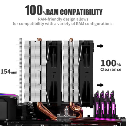 upHere D6SEC CPU Cooler, Intel LGA2011,LGA2066, LGA1700,AMD AM5/AM4/Ryzen 120mm,Dual Towers,5V ARGB
