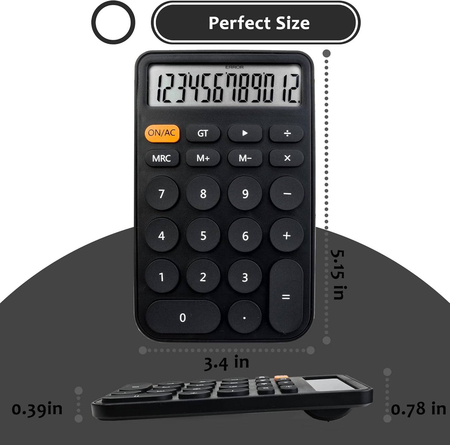 VEWINGL Mechanical Switch Calculator, 12 Digit Large LCD Display and Buttons, Great for Everyday Life and Basic Office Work, with Battery