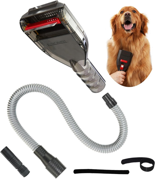 Kodahome Dog Hair Brush Vacuum Attachment for Shedding Grooming, Pet Groom Tool Kit for Most Vacuum Brands, Deshedding Removal Comb with Extension Hose and Universal Adapters