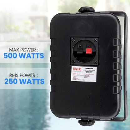 Pyle Indoor Outdoor Speakers Pair - 500 Watt Dual Waterproof 5.25” 2-Way Full Range Speaker System w/ 1/2” High Compliance Polymer Tweeter - in-Home, Boat, Marine, Deck, Patio, Poolside (Black)
