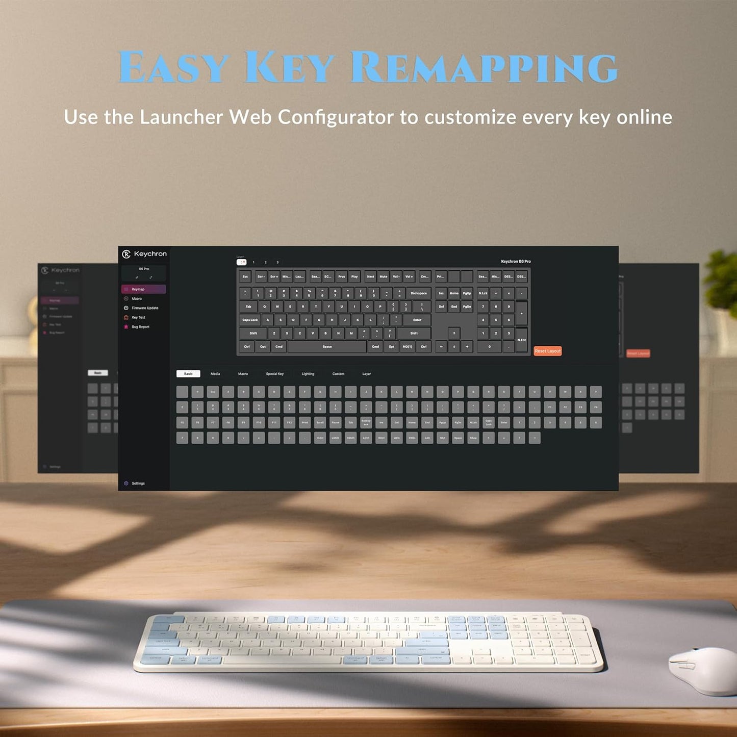 Keychron B6 Pro Quiet Key Full Size Ultra-Slim Wireless Keyboard, ZMK Programmable Bluetooth 5.1/2.4 GHz/Wired with Ultra-Long Battery Life Low Profile for Mac Win Linux System - Space Gray
