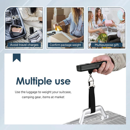 travel inspira Luggage Scale Battery-Free, Travel Essentials, Portable Handheld Digital Suitcase Weight Scale for for Travel Accessories, 110lbs/50kg (Dark Blue)