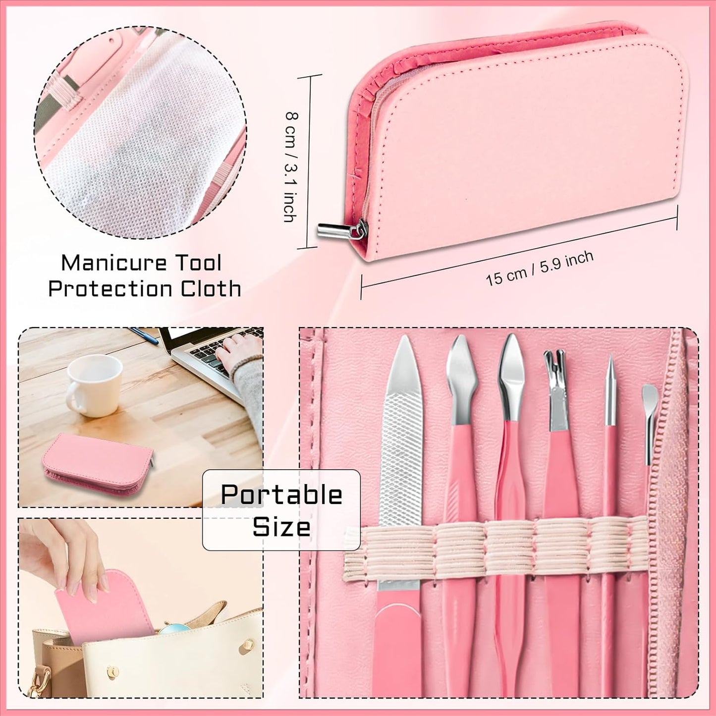 Manicure Pedicure Set, Nail Clipper Set for Men Women, Professional Manicure Kit Pedicure Kit, Nail Care Kit with Green Travel Leather Bag, Set 12 in 1