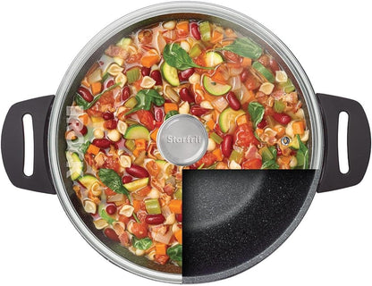 Starfrit The Rock Electric Skillet - 12" x 12" - Rock.Tec Non-Stick Cooking Surface - Tempered Glass Lid - 1200W