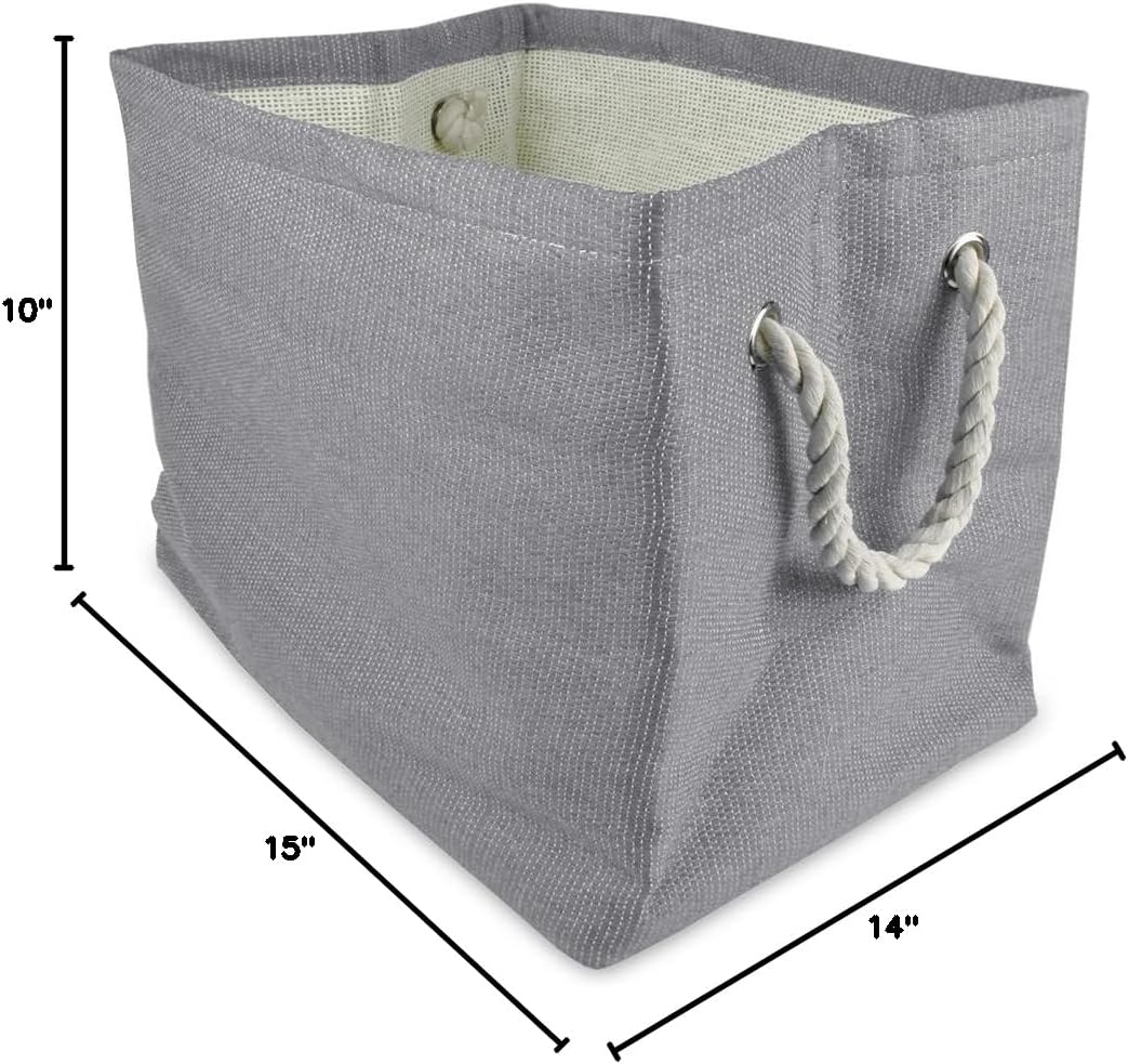 DII Storage Basket or Bin, Collapsible & Convenient Storage Solution for Office, Bedroom, Closet, Toys, Laundry (Large) - Pink Rugby Stripe