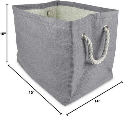 DII Storage Basket or Bin, Collapsible & Convenient Storage Solution for Office, Bedroom, Closet, Toys, Laundry (Large) - Pink Rugby Stripe