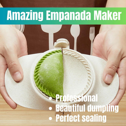 Empanada Maker Press, 5 Size (6"+5"+4"+3"+2.6") Professional Dumpling Maker Mold kit, Fast to Make Empanadas Jamaican Beef Patties Pierogi pastelitos, White
