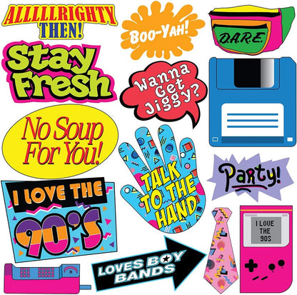Throwback 90s Photo Booth Props - 40 Pieces - Funny 1990s Theme Party Supplies, Decorations and Gifts