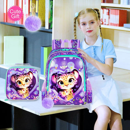 3pcs Backpack for Boys and Girls, 16” Kids Kindergarten Bookbag with Lunch Box, Cute Elementary Backpacks for Boy Girl