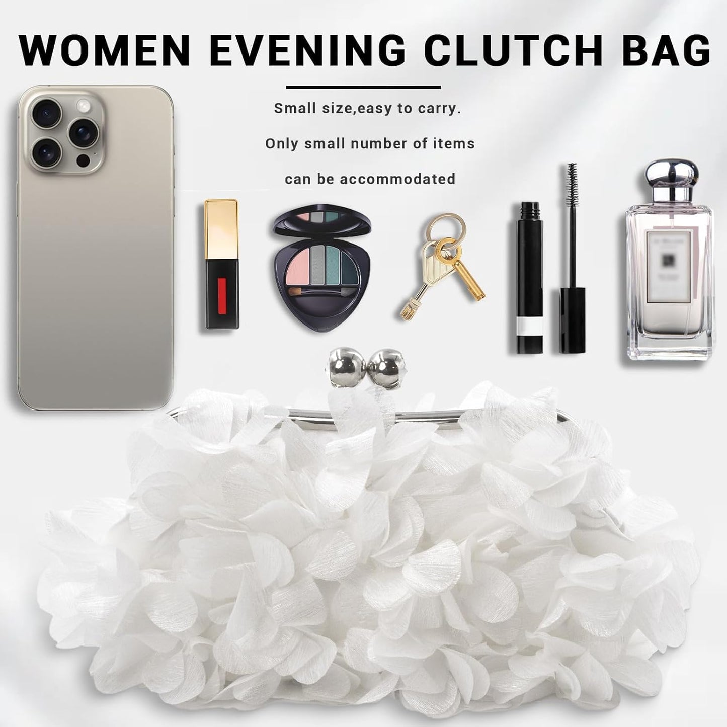 JAMBHALA Clutch Evening Handbags Floral Appliques Small Clutch Purses for Women