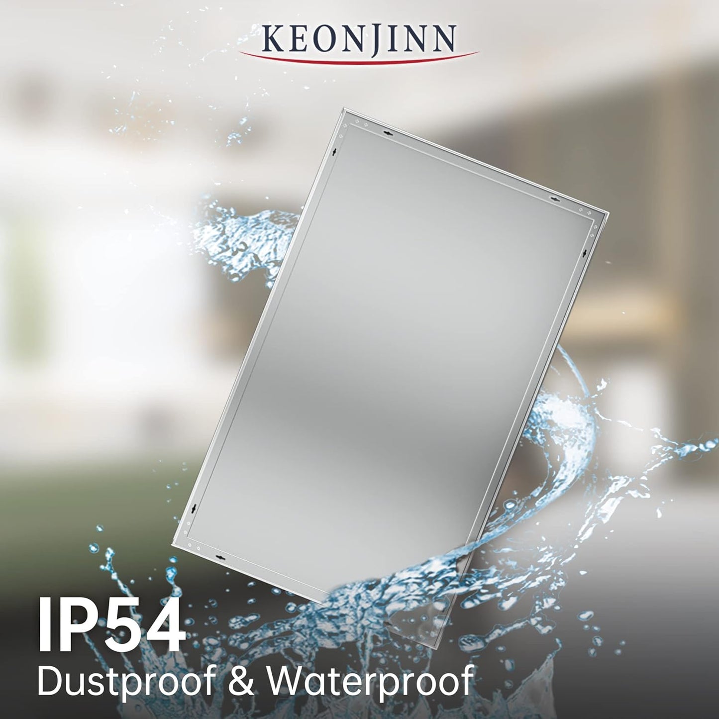 Keonjinn 40 x 24 Inch LED Mirror, Bathroom Mirror with Lights, LED Vanity Mirror, Wall Mounted Anti-Fog Dimmable Lighted Makeup Mirror for Bedroom, IP54 Waterproof (Horizontal/Vertical)