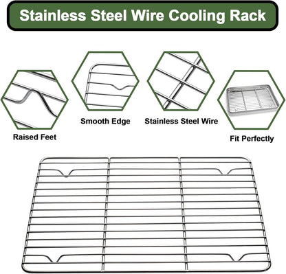 EWFEN Baking Set: Stainless Steel & Silicone Mat Set, 3 Sizes (13x18, 12x17, 9x13 inches), Multi-size Set with Versatile Use