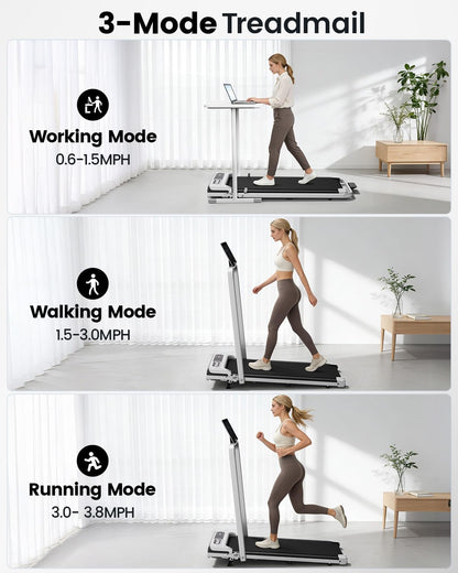 Yagud Walking Pad with 8% Incline, 3 in 1 Treadmill for Home & Office, 2.5HP Under Desk Treadmill with Handle, Portable Treadmill with Remote Control & Led Display, No Installation