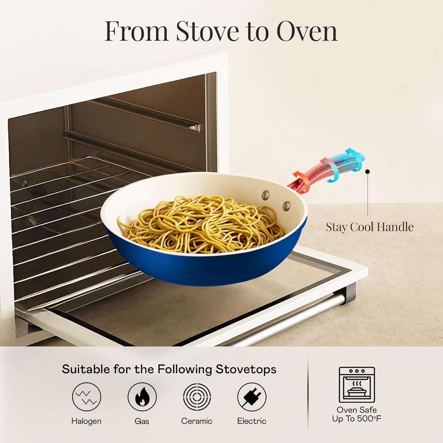 Gotham Steel 15 Pc Ceramic Pots and Pan Set, Non Stick Cookware Set with Steamer and Cooking Utensils, Non Toxic PFOA PFOS Free, Gold Stay Cool Handles, Oven and Dishwasher Safe