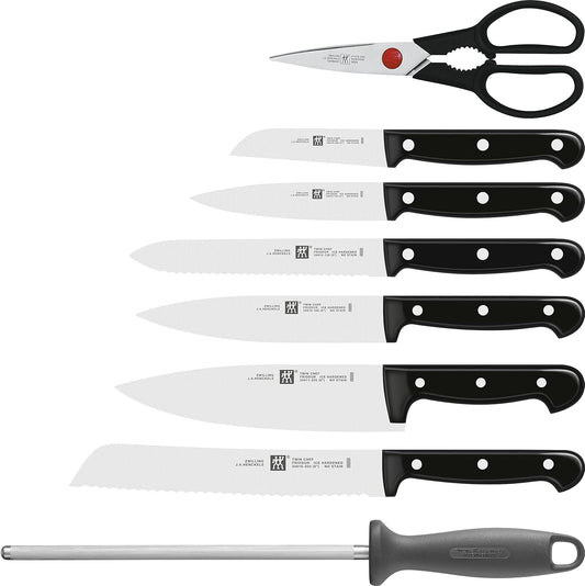 ZWILLING Twin Chef 9Piece Knife Block Set - Corrosion Resistant, Ice-Hardened Ultra Sharp Blades Graphite-Grey, Professional Knife Set, Durable, Dishwasher Safe - PuriLite
