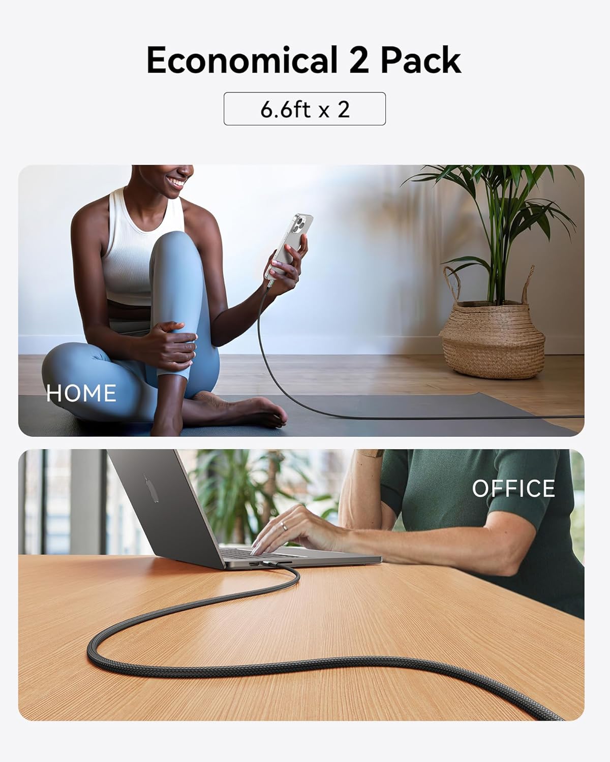 INIU USB C to USB C Cable, 240W 6.6ft Fast Charging Cord, Braided USBC to USBC Phone Charger Cable for Phone 16 15 Pro Max S24 S23 Laptops iPad Switch Steam Deck etc