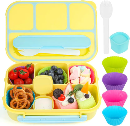 MaMix Bento Lunch Box Adult, Kids, Lunch Containers for Adults/Kids/Students,1300ML-4 Compartment (Blue)