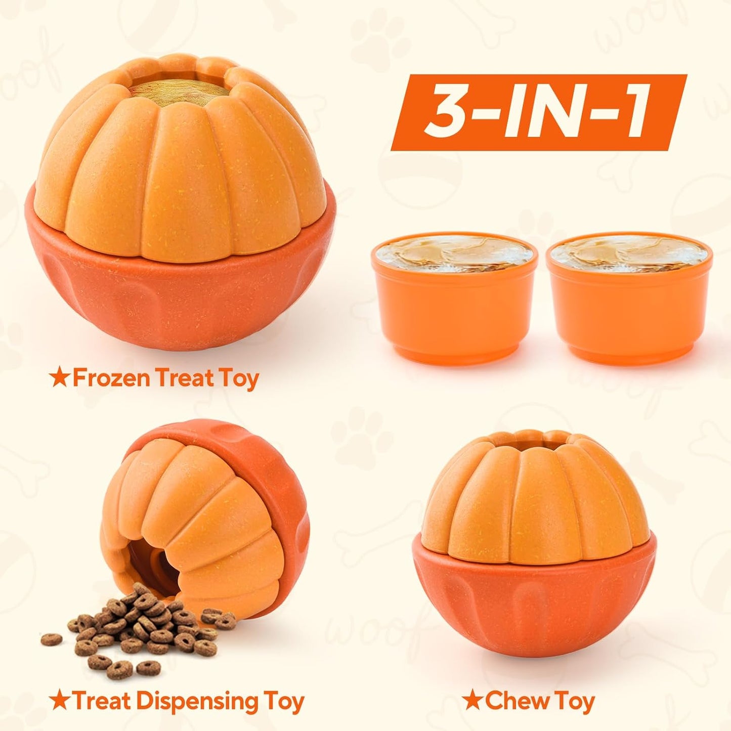 LIFLIX 3 in 1 Frozen Treat Ball, Durable Enrichment Dog Toys, Nylon Chew Toys for Small Medium Large Dogs, Treat Dispensing Dog Toys to Keep Them Busy