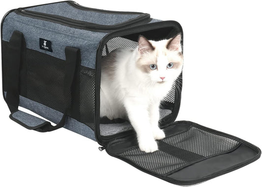 X-ZONE PET Cat Carrier Dog Carrier Pet Carrier for Small Medium Cats Dogs Puppies of 15 Lbs,Airline Approved Soft Sided Pet Travel Carrier,Dog Carriers for Small Dogs - Black Grey Purple Blue Brown