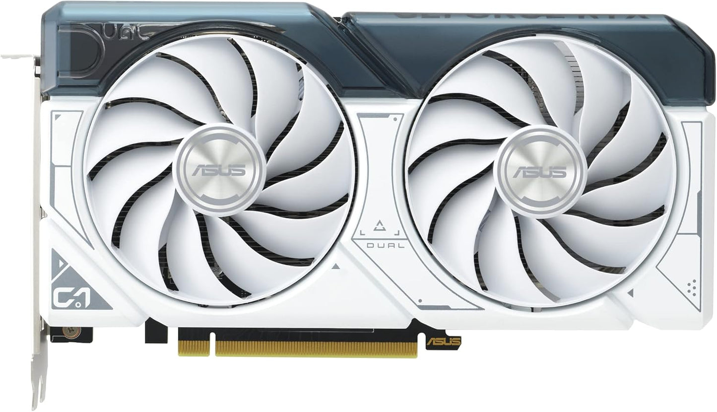 ASUS Dual GeForce RTX 4060 EVO White OC Edition 8GB GDDR6 (PCIe 4.0, 8GB GDDR6, DLSS 3, HDMI 2.1a, DisplayPort 1.4a, Axial-tech Fan Design, 0dB Technology, Dual BIOS, Auto-Extreme Tech)