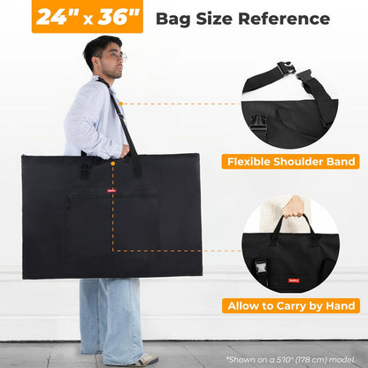 Nicpro Light Weight Art Portfolio Bag, 24 x 36 Inches Waterproof Nylon Art Portfolio Case with Shoulder & Handle Carry, for Artwork, Poster, Sketch Drawing, Canvas, Photography, Solar Panel Storage