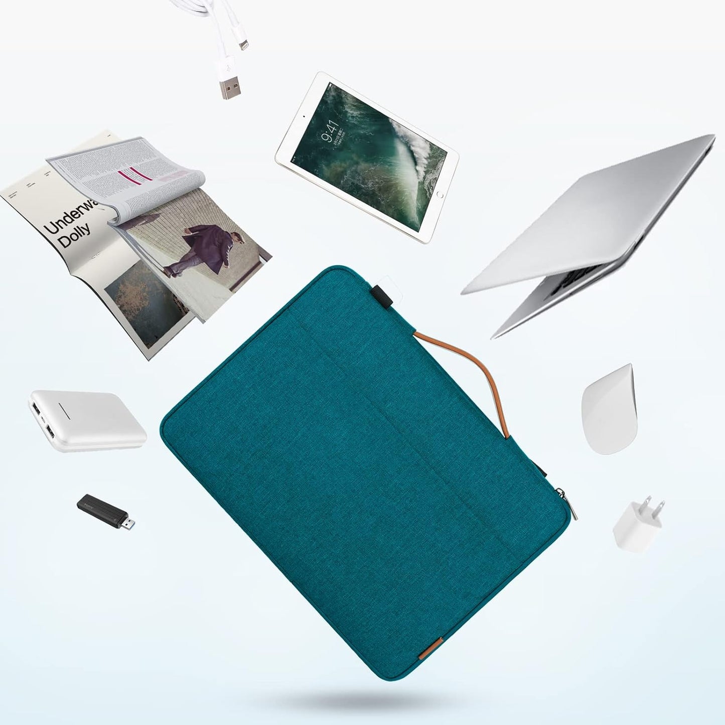DOMISO 15.6 Inch Laptop Bag Cover Waterproof Shockproof Notebook Sleeve Case Shoulder Bag Protective Cover for 15.6" HP 15/ThinkPad E575/Lenovo IdeaPad S510,Black