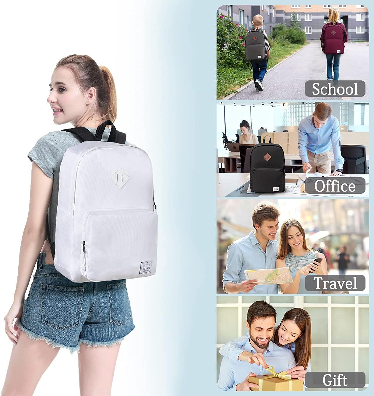 VASCHY Lightweight School Backpack for Women with Sleeve for 14" Laptop