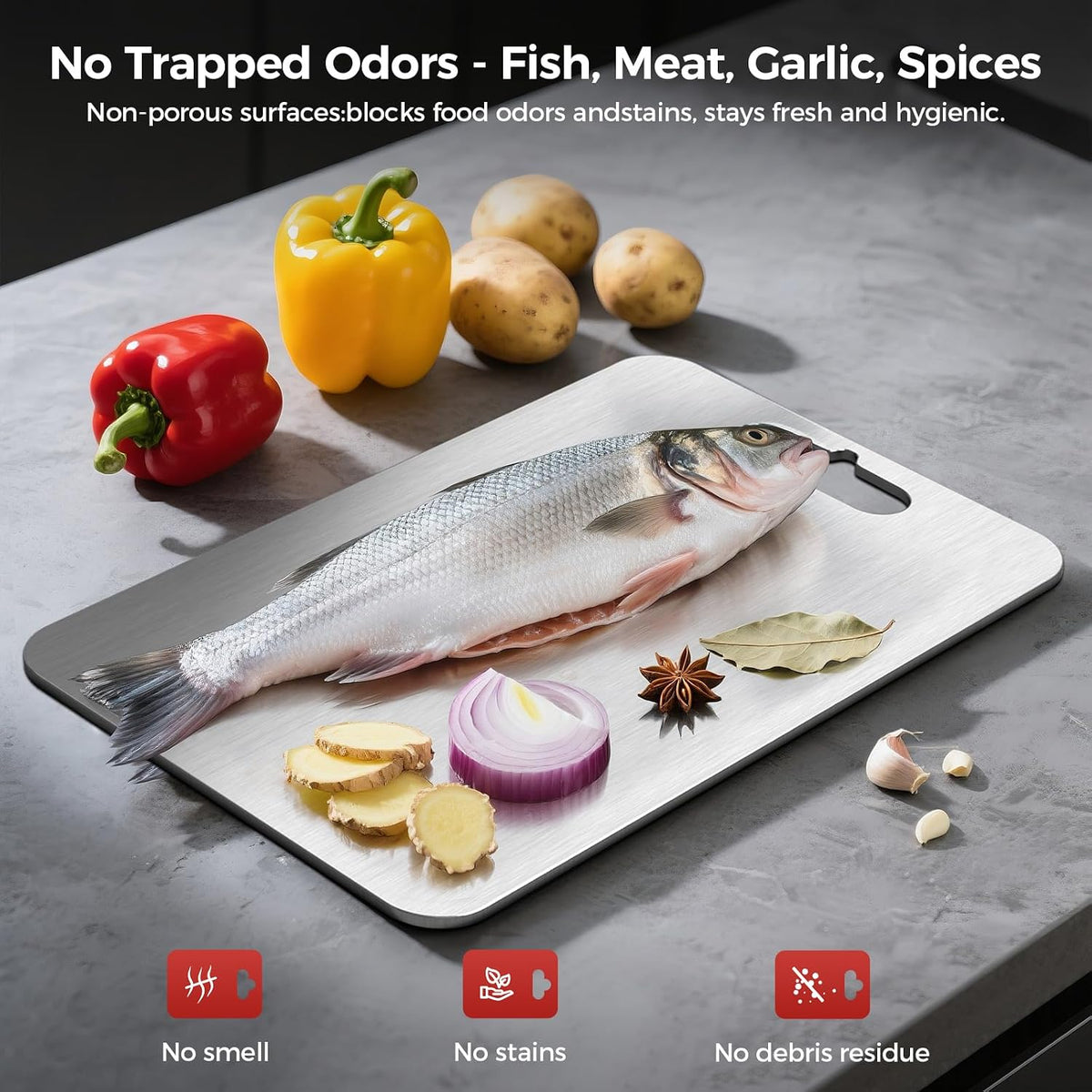 100% Pure Titanium Cutting Board Set of 3, Non-Toxic Titanium Cutting Boards for Kitchen, Double-Sided Food Grade Cutting Board Ideal Charcuterie & Cutting for Meat,Vegetables,Durable Dishwasher