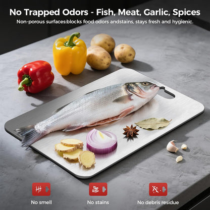 100% Pure Titanium Cutting Board Set of 3, Non-Toxic Titanium Cutting Boards for Kitchen, Double-Sided Food Grade Cutting Board Ideal Charcuterie & Cutting for Meat,Vegetables,Durable Dishwasher