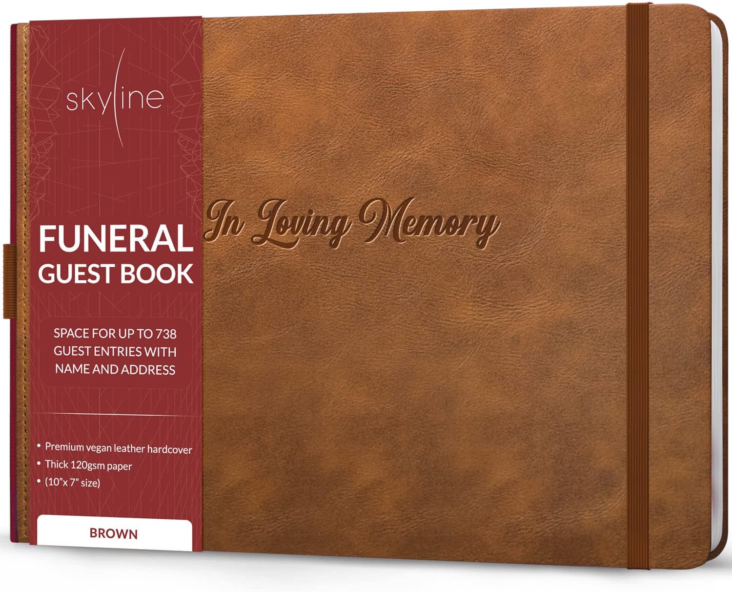 Skyline Funeral Guest Book for Memorial & Funeral Services – in Loving Memory Guest Sign in Book for Funerals – 738 Guest Entries with Name & Address, 129 Pages, Hardcover, 10x7″ (Purple) - PuriLite