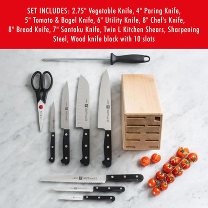 Zwilling J.A. Henckels HI Forged Contour 9 PC Block Set, Black/Silver