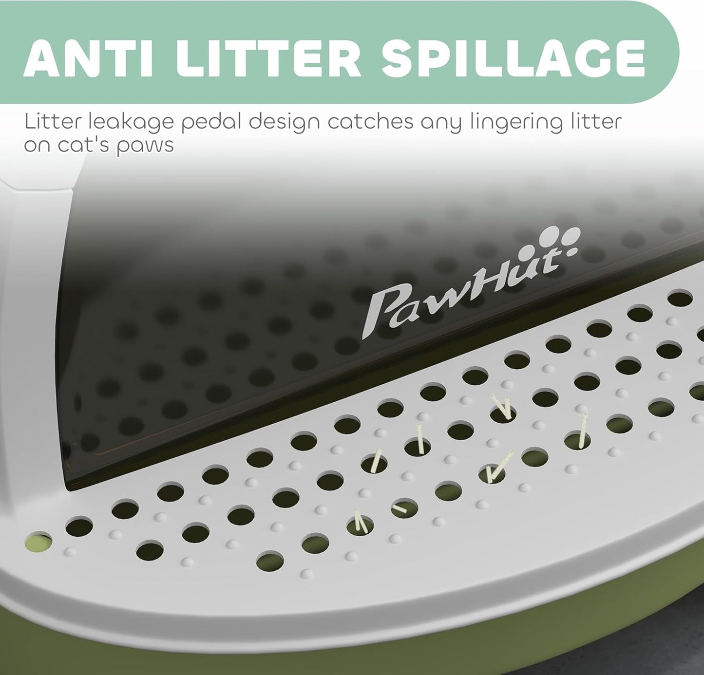 PawHut Cat Litter Box with Lid, Drawer Style Enclosed Kitty Litter Box with Front Door Flap, Scoop, Handle, Easy Clean, Cat Litter Tray for Small and Medium Cats, Green