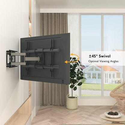 BONTEC Full Motion TV Wall Mount for 37-84 Inch LED LCD OLED Flat Curved TVs, Swivel Tilt Articulating Dual Arm TV Mount Bracket Holds up to 132lbs, Max VESA 600x400mm, Easy Installation