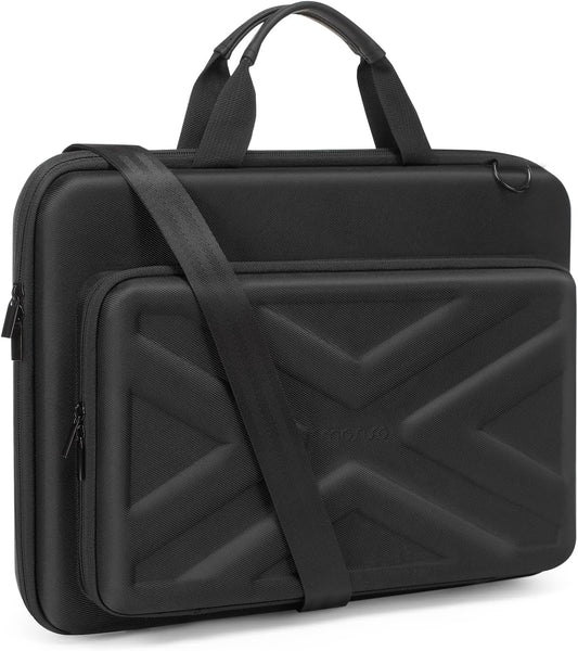 MOSISO Hard Shell Laptop Case for Men Women,15.6 inch Computer Bag Compatible with MacBook, HP, Dell, Lenovo, Asus, Notebook,16 inch Laptop Bag with Front Pocket & Shoulder Strap & Trolley Belt, Black - PuriLite