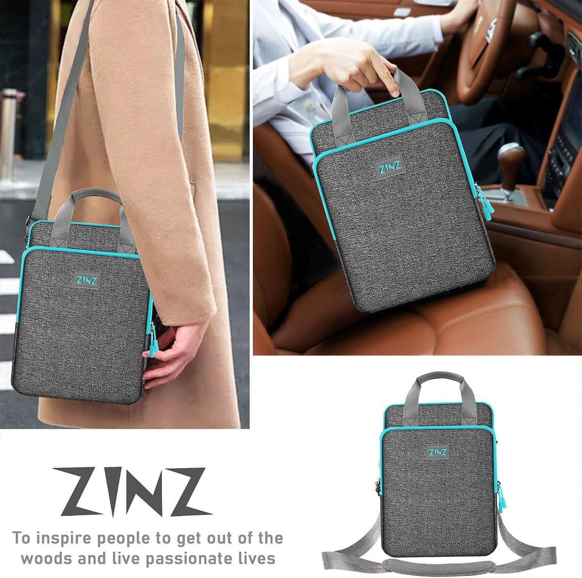 ZINZ Slim & Expandable Case 12.9 13 inch Travel Laptop Shoulder Bag for MacBook Air 13" M3/M2/M1, MacBook Pro 13" M2/M1, iPad Pro 12.9"/13"/11", iPad Air 13",L01G03 - PuriLite